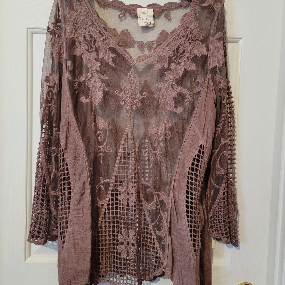 Pretty Angel Mauve Lace Mesh Top